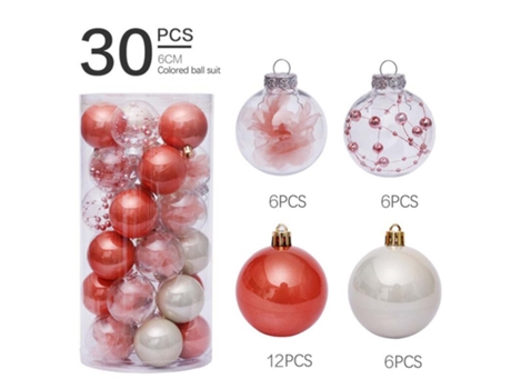 30 bolas de Navidad decorativas para árboles de Navidad.