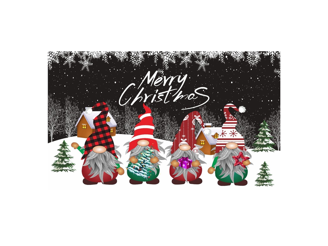 Panel decorativo navideño, fondo rojo con Papá Noel y árbol de Navidad. TRUYUETY