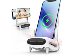 Cargador Sem Fio Qi Rápido Design Som Amplificado YEMAESRE Bluetooth Blanco