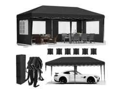 Carpa plegable de 3 m x 6 m, impermeable con protección UV, fácil de montar, color negro OEM