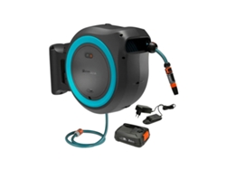Enrollador de manguera automático de pared GARDENA PowerRoll XXL 40 m con batería Azul