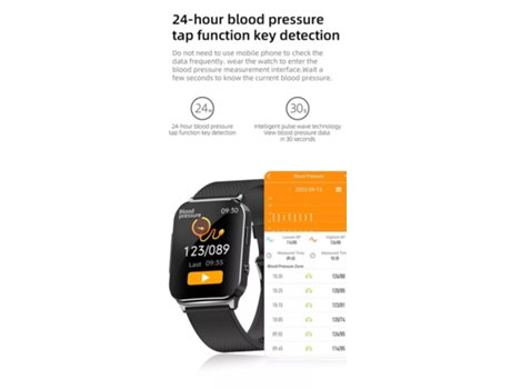 Reloj Inteligente, Recordatorios de Mensajes Múltiples, Resistente al Agua y al Polvo IP7, Negro VEANXIN