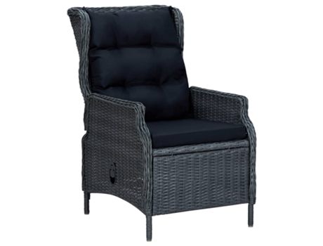 MAISON EXCLUSIVE - Sillón reclinable de jardín cojines ratán sintético gris oscuro