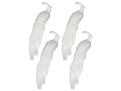 Plumas de pavo real blancas perladas con plumas simuladas, paquete de 6, 25 x 5 x 4 cm