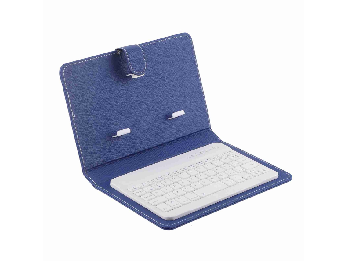 Capa Flip Com Teclado Bluetooth Sem Fio E Suporte Universal Para Celulares Ios/android Azul
