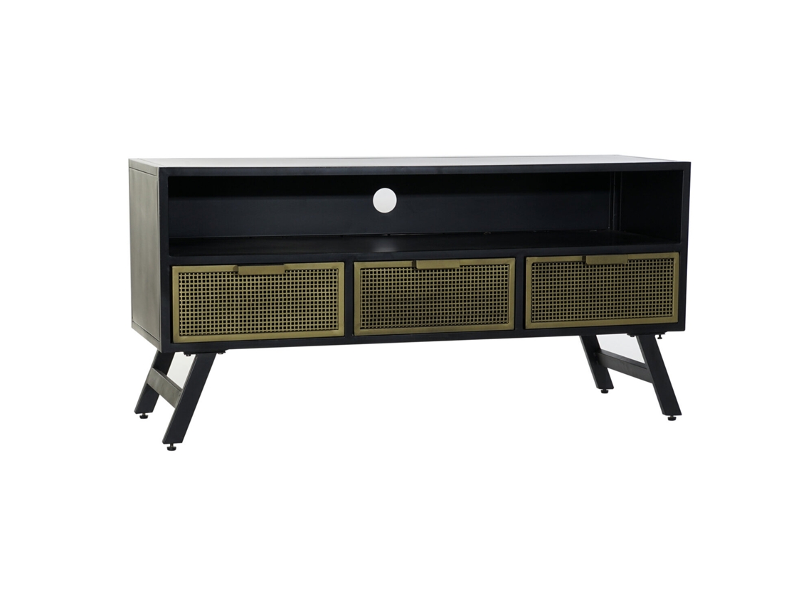 Mueble Tv Metal Rejilla Negro 125x41x62cm