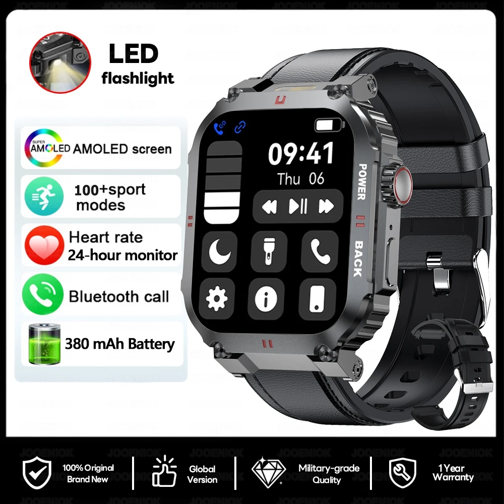 Reloj MDUG con pantalla AMOLED, GPS, ideal para deportes al aire libre y actividades físicas (correa marrón).