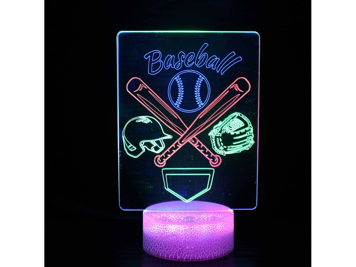 Lámpara De Noche De Béisbol, 16 Colores Cambiantes Con Control Remoto, Visión Nocturna 3d Estéreo Digitallab