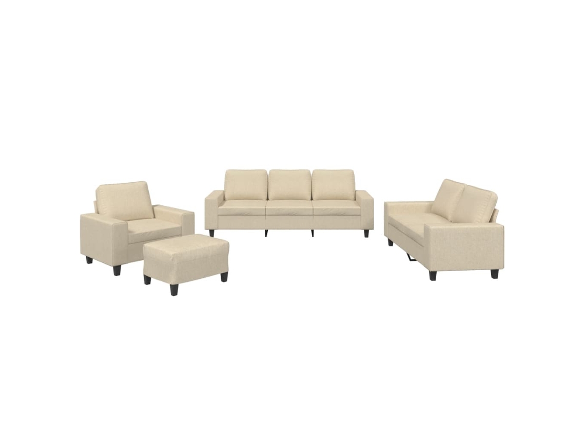 Maison Exclusive - Juego De Sofás 4 Piezas Tela Color Crema