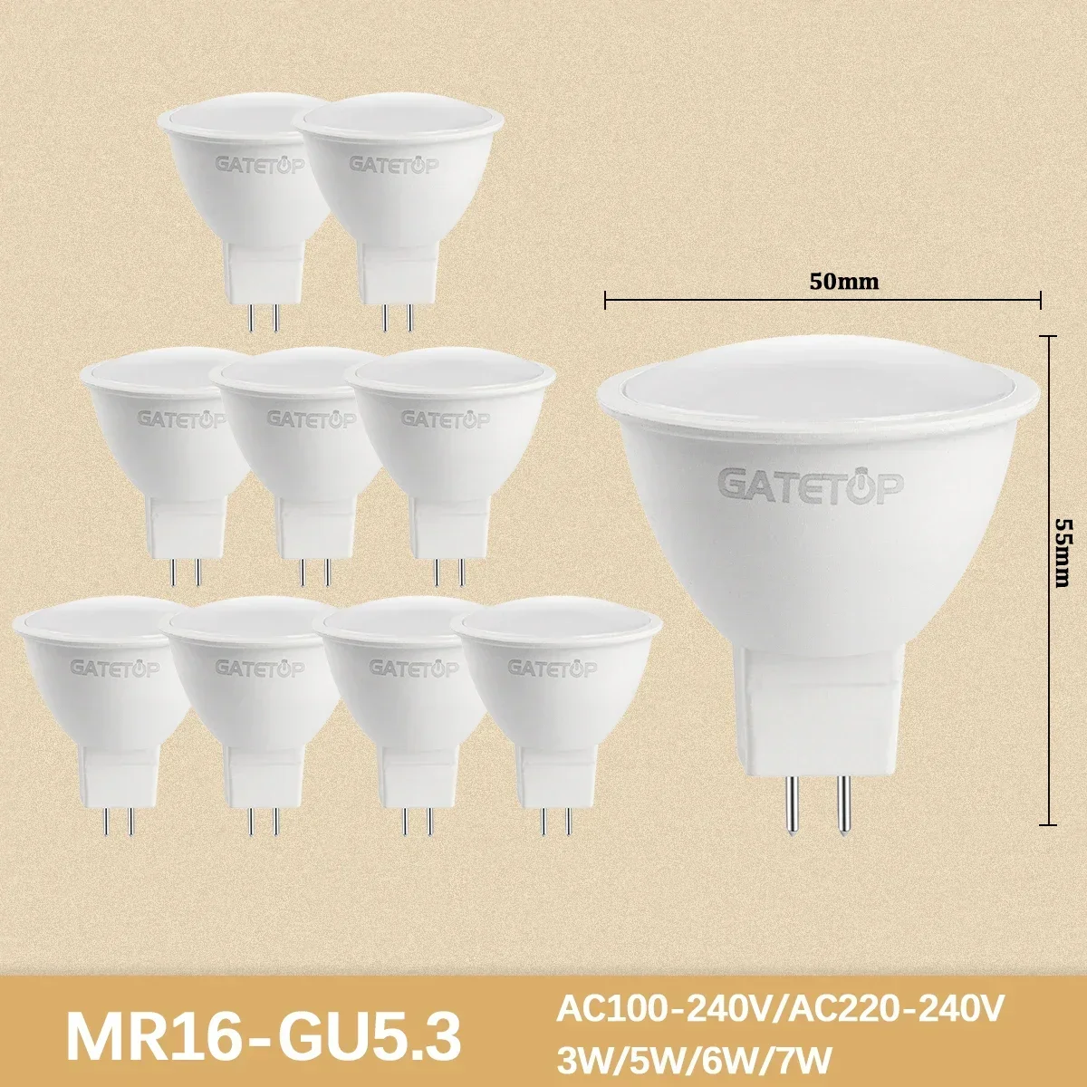 (gu5.3 120 Grados, Luz Natural 4000k) 10 Mini Bombillas Led De Alto Lumen, Sin Estroboscópio, Luces De Habitación Para El Hogar
