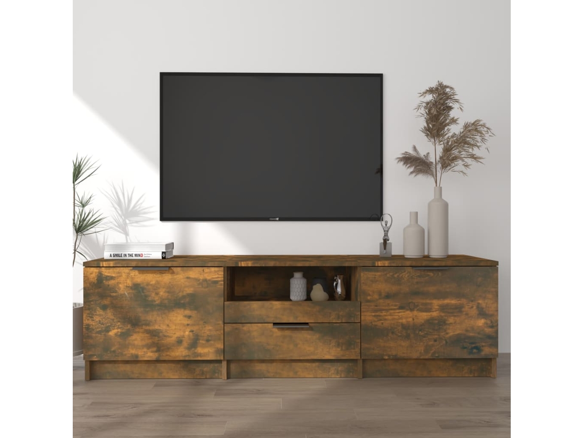Mueble P/ Armario Tv 140X35X40 Cm Madera Procesada Color Roble Ahumado