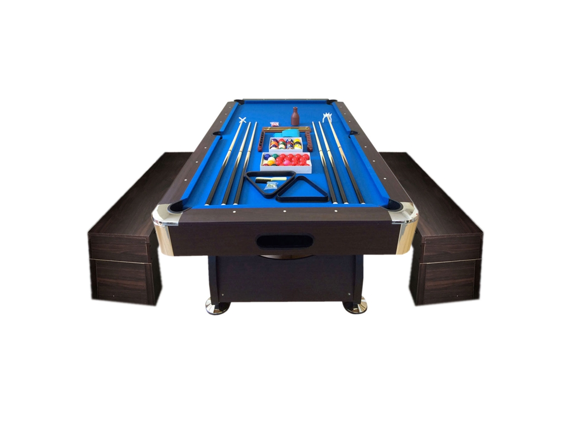 Mesa de Billar de 8 Pies con Banco de Almacenamiento – Viper Blue