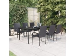 Juego de comedor de jardín de 7 piezas DKD Home Decor en negro