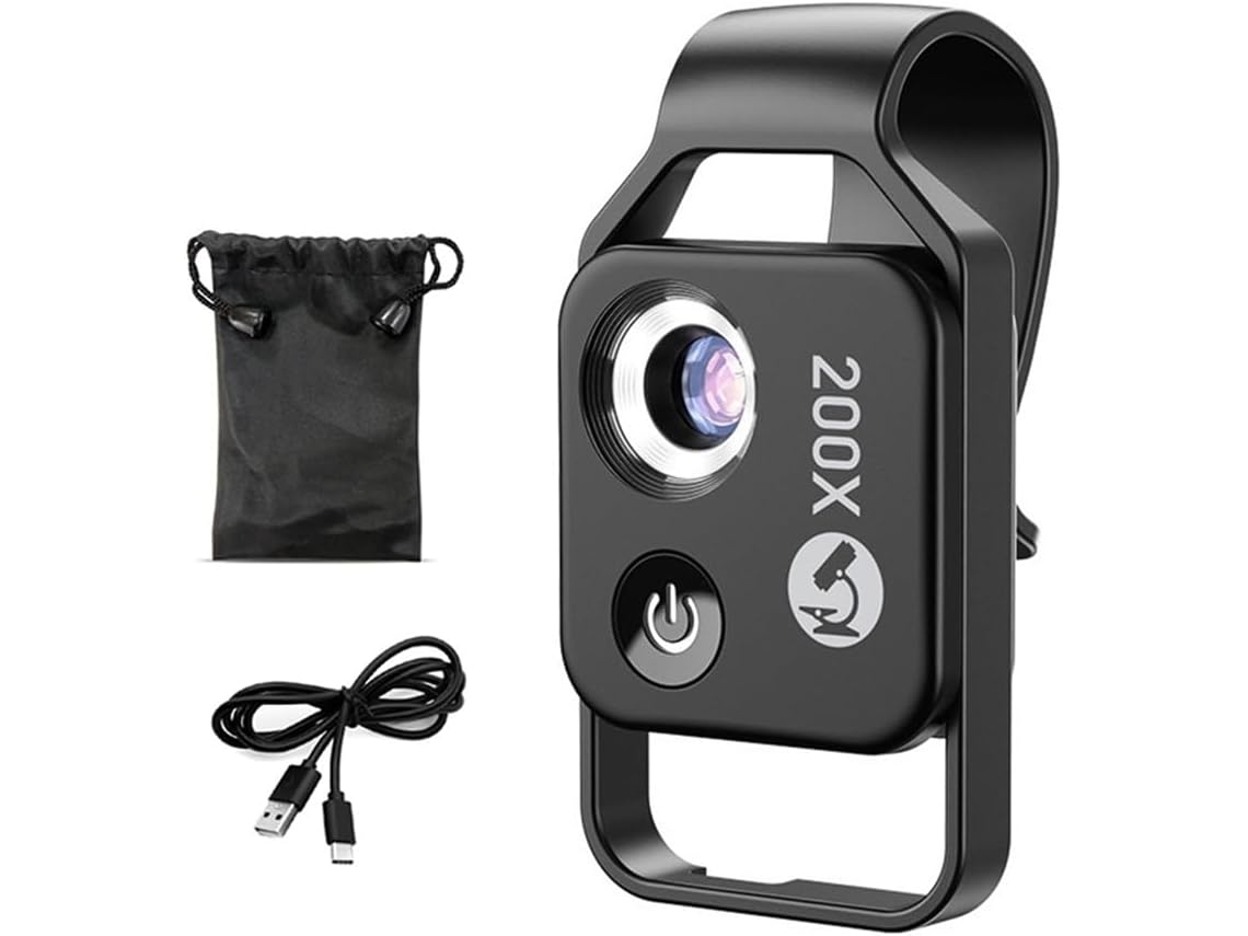 Lente De Microscopio Con Aumento De 200x Y Luz Led, Microscopio Móvil Cpl