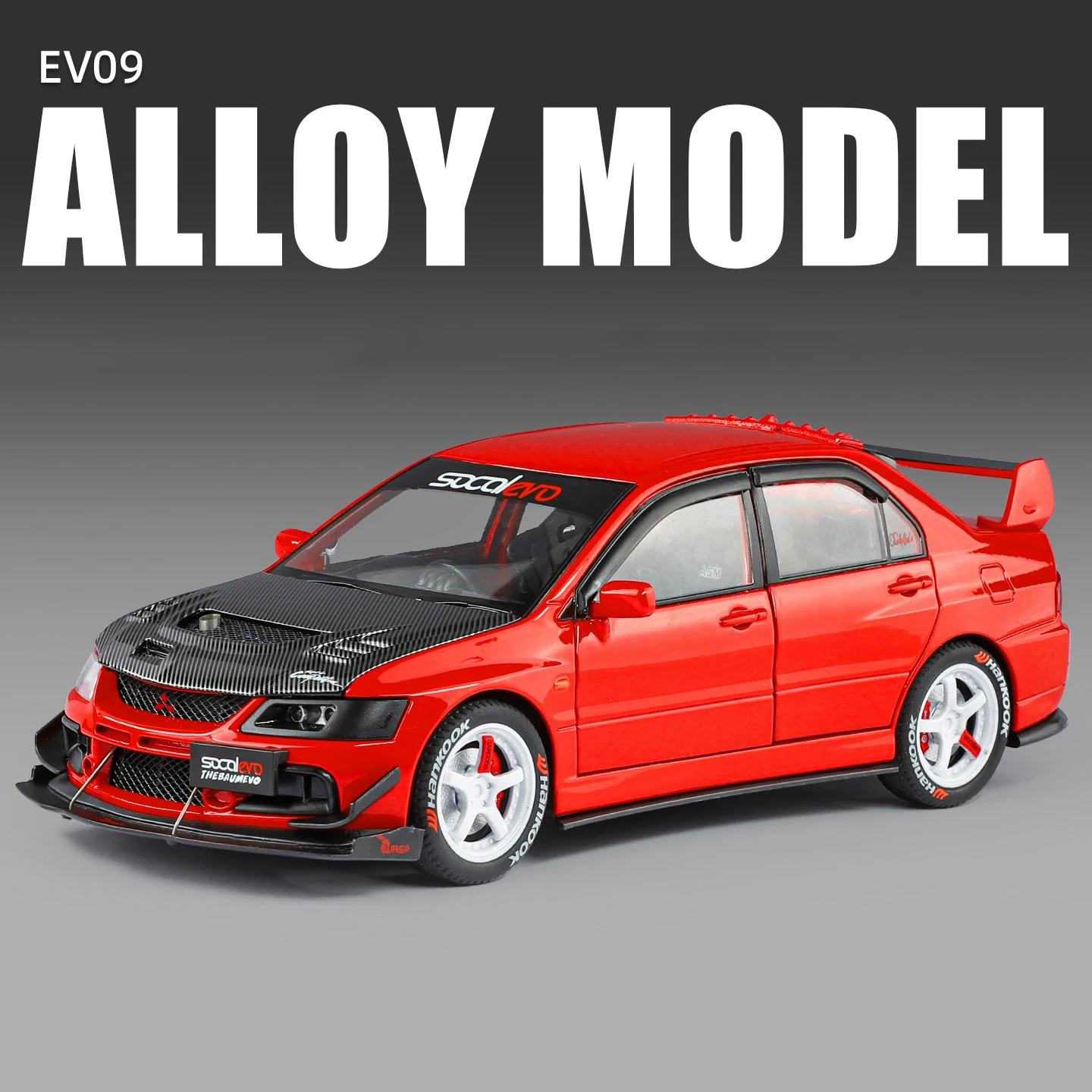 Coche De Juguete A Escala 1:24 De Aleación (rojo Y Negro), Fabricado En Metal Fundido A Presión.