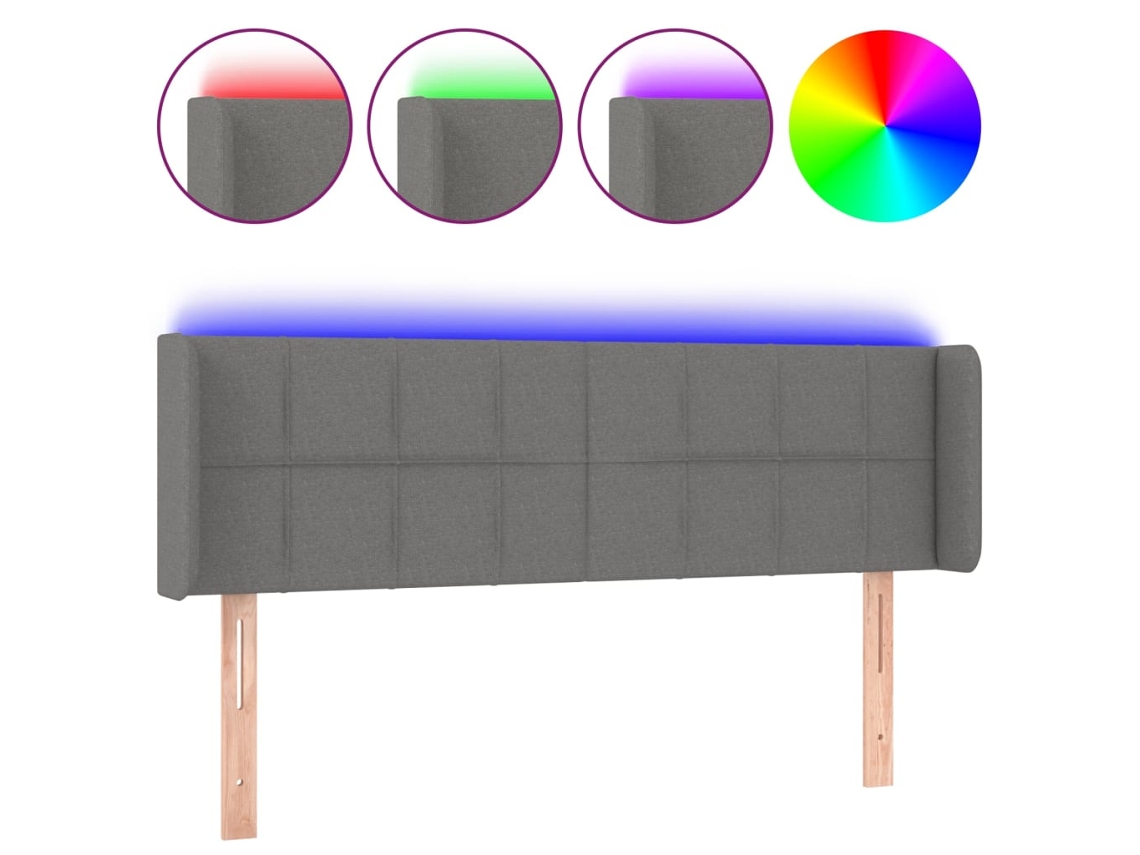 Cabecero con luces LED, tela gris oscuro, MAISON EXCLUSIVE (147x16x78 cm)