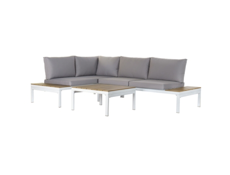 Sofá de Jardín DKD HOME DECOR Gris Blanco Acero Resina (212 x 155 x 79 cm)
