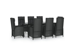 Maison Exclusive - Set De Comedor De Jardín 9 Pzas Y Cojines Ratán Sintético Negro