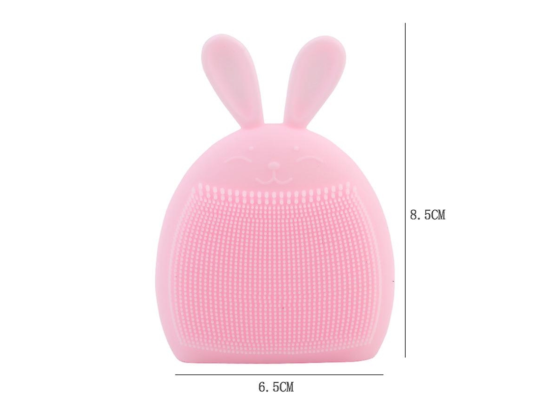 Pincel de limpieza facial de silicona en forma de conejo JEIIBRZUI color rosa