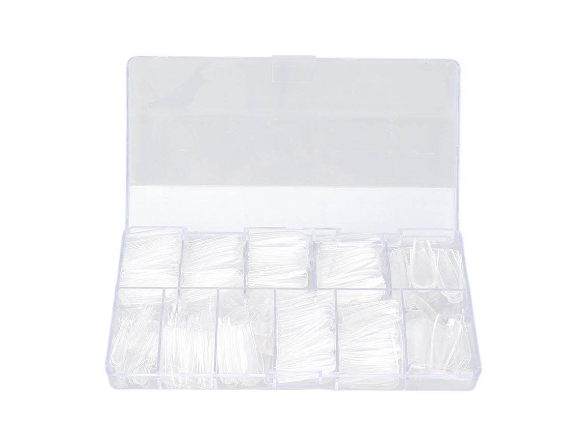 500 puntas de uñas postizas largas y transparentes, extensiones de uñas desechables