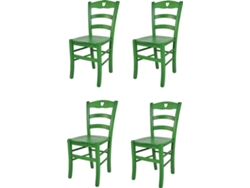 Conjunto de 4 Cadeiras T M C S Cuore 251AVE (Verde - 88x43x46 cm - Madeira)