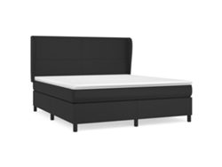 Maison Exclusive - Cama Box Spring Con Colchón Cuero Sintético Negro 180x200 Cm