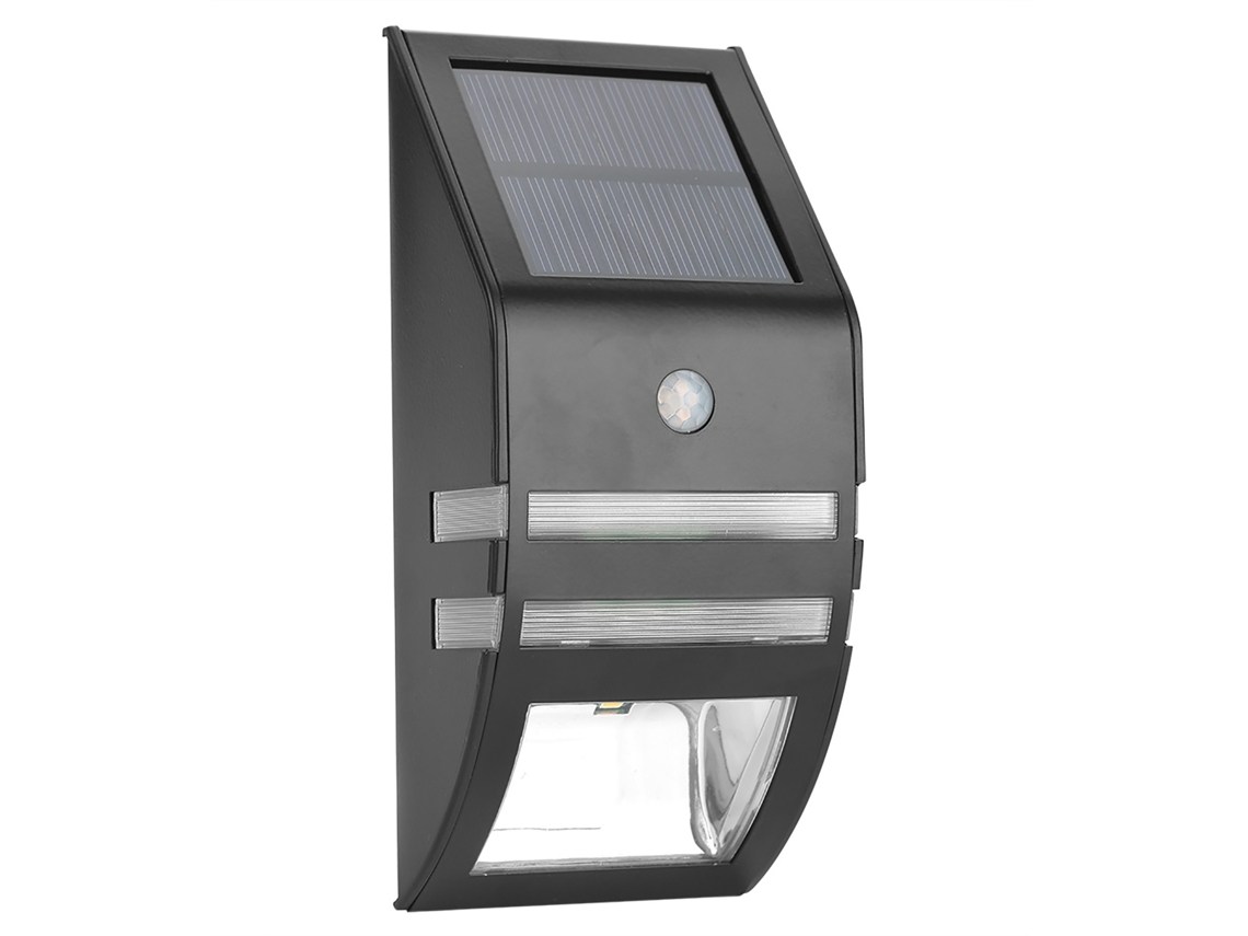 Luz exterior con sensor de movimiento, luz solar para exteriores con sensor de movimiento PIR y panel solar de silicio policristalino mejorado, LED Li