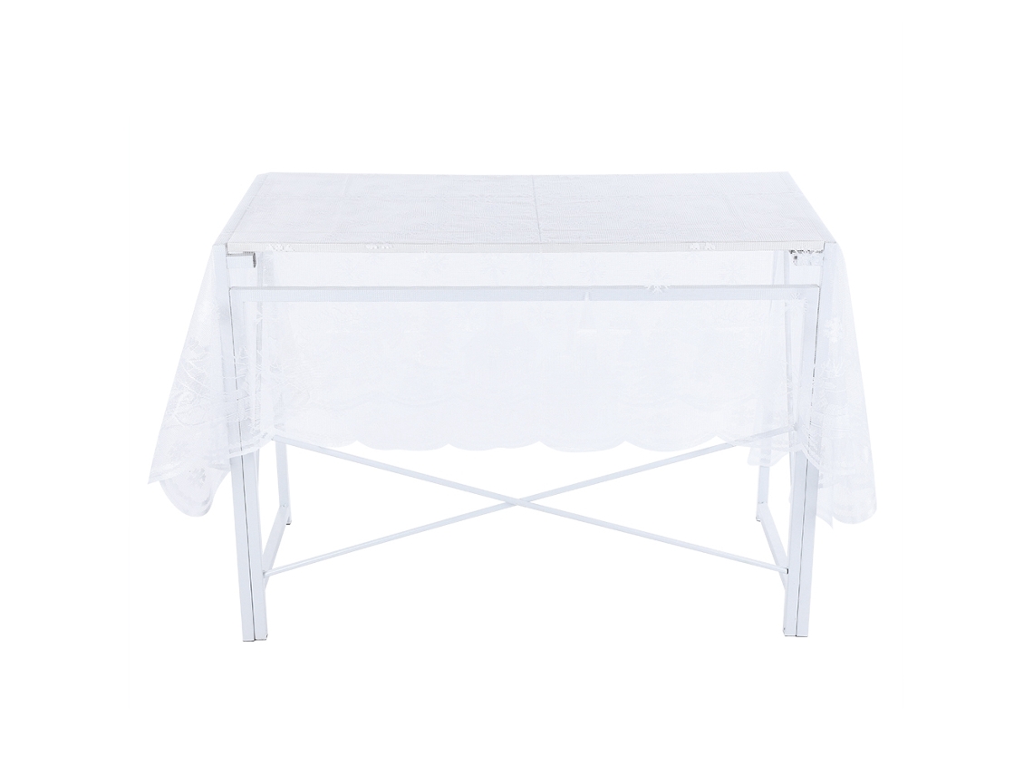 Mantel de encaje con elemento navideño, manta blanca para fiestas y decoración