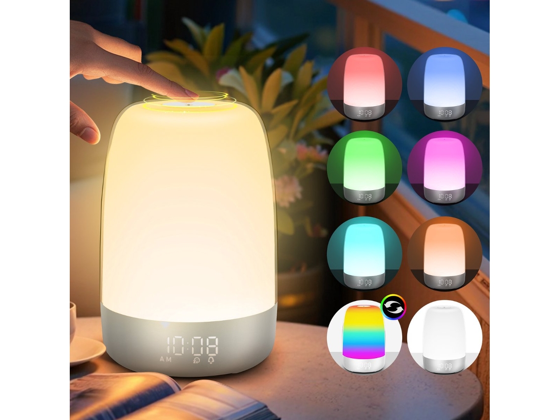 Luz Despertador Plata Con Bombilla, Sonidos De Naturaleza, Función De Posponer, Para Habitación