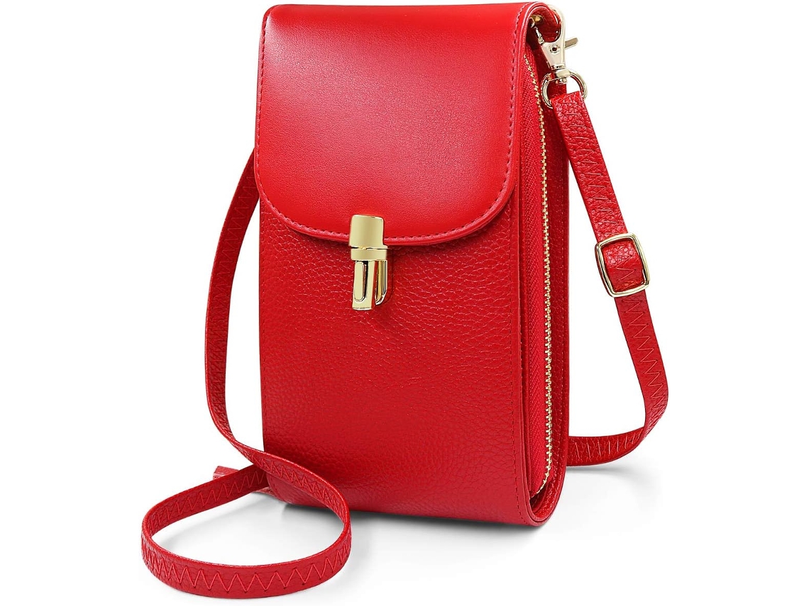 Bolso De Hombro Bandolera Para Móvil - Bolso Femenino De Cuero Pu - Rojo