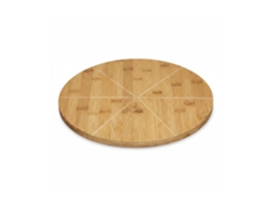 Relaxdays Plato Para Pizza, Redondo, Resistente, Porciones Uniformes, Bambú, 1 Ud., Marrón