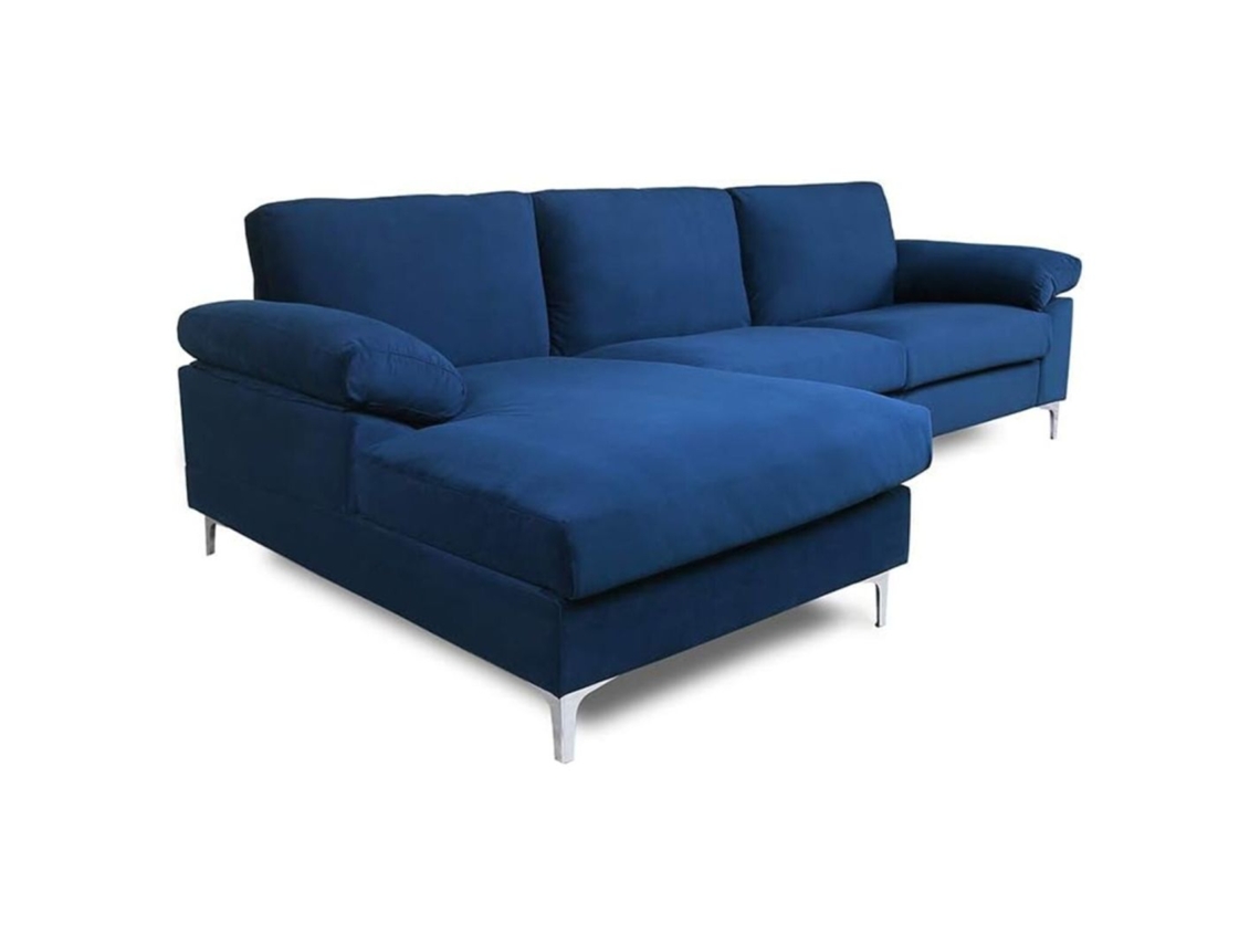 Sofá rinconera 4-5 plazas de terciopelo azul GALWAY CONCEPT U