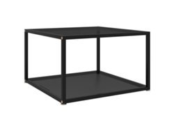 Mesa de Centro de Apoyo 60X60X35 Cm Vidrio Templado Negro