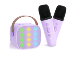 Máquina De Karaoke Para Niños Y Adultos Mini Altavoz Bluetooth Portátil Con 2 Micrófonos Inalámbricos Con Soporte Para Tarjeta Tf Alto F Yemaesre