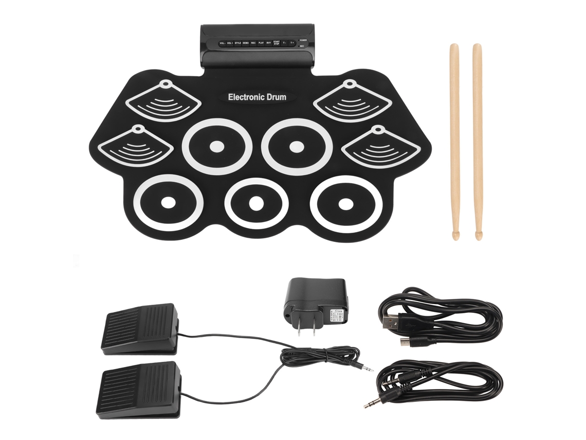 Batería Electrónica Portátil Enrollable Con Pedales Y Baquetas, Kit De Práctica Midi Para Niños, 100-240 V, Enchufe Estadounidense.