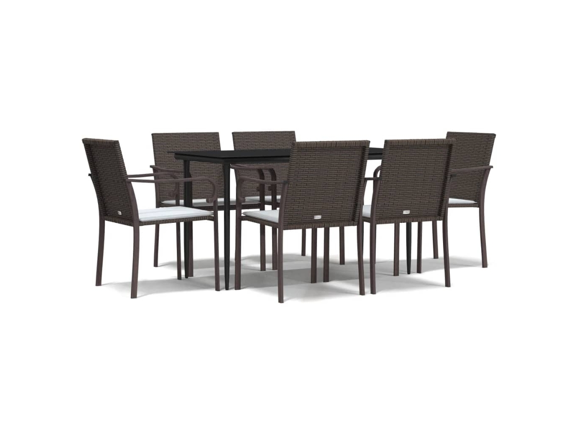 Maison Exclusive - Juego Comedor Jardín 7 Piezas Y Cojines Ratán Sintético Y Acero