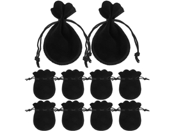 Paquete 10 Bolsitas Multiusos Terciopelo Negro Joyas Cierre Cordón Ideales Dulces Chocolates Perfectas Fiestas