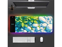 Alfombrilla Para Ratón Gaming Con Luz Led Rgb, Carga Inalámbrica De 15 W, Alfombrilla De Escritorio De 800x300x3 Mm Con 17 Modos De Iluminación Digitallab