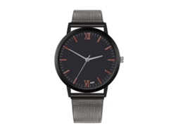 Reloj De Pulsera Analógico De Cuarzo Con Brazalete De Malla Sencillo Y Elegante (gris Plomo + Oro Rosa)
