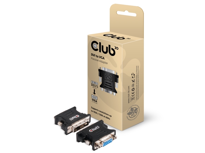 Cable Adaptador CLUB3D DVI-I para VGA Negro