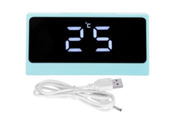 Reloj Despertador Digital Led Inteligente Con Tiempo Temperatura Espejo Maquillaje Azul