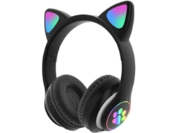 Fone de Ouvido Estéreo para Jogos com Microfone Orelhas de Gato Fone de Ouvido Led Dobrável Sem Fio Bluetooth 5.0 Leve