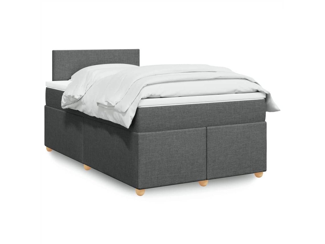 Cama Box Spring Con Colchón Tela Gris Oscuro 120x200 Cm