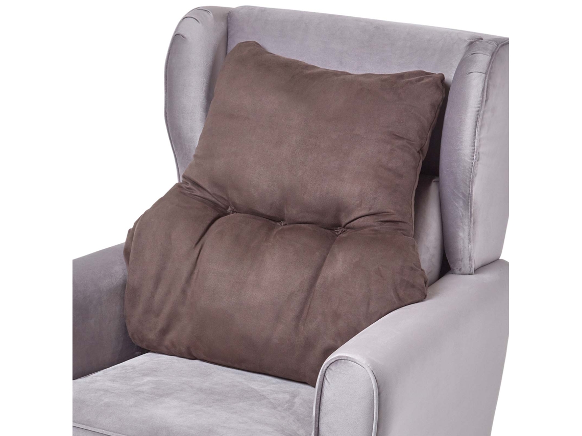 Homescapes Chocolate Back Support Cushion, Faux Suede