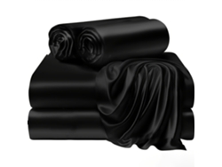 4pack Juego De Sábanas Ajustables De Satén Chrui 100% Poliéster 198x203x35cm (negro)