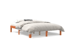 Maison Exclusive - Cama Sin Colchón Madera Maciza De Pino Marrón Cera 140x190 Cm
