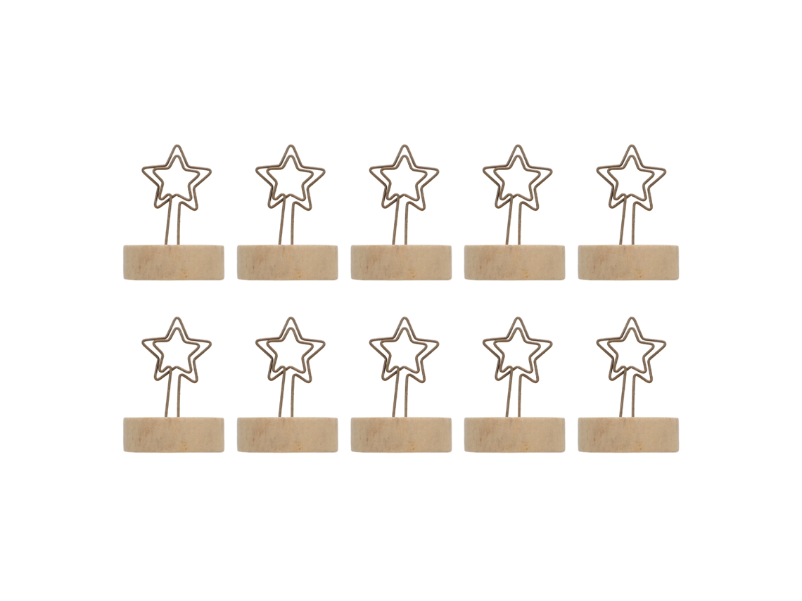 10 Portavasos Vertical Log Estrella Madera Clip Notas Tarjetas Decoración Mesa