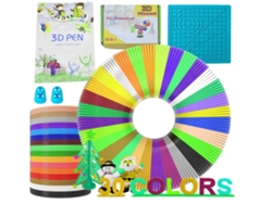 Kit de filamento para bolígrafo de impresión 3D, filamento PCL, 30 colores, 150 m, tapete para bolígrafo 3D, 40 modelos, azul Gusshious