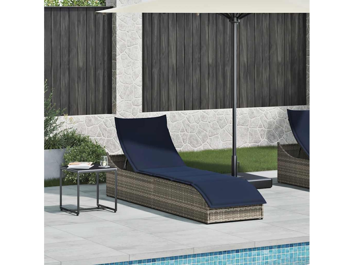 Tumbona plegable con almohada y espacio de almacenamiento - Patas de mimbre HARLANV1