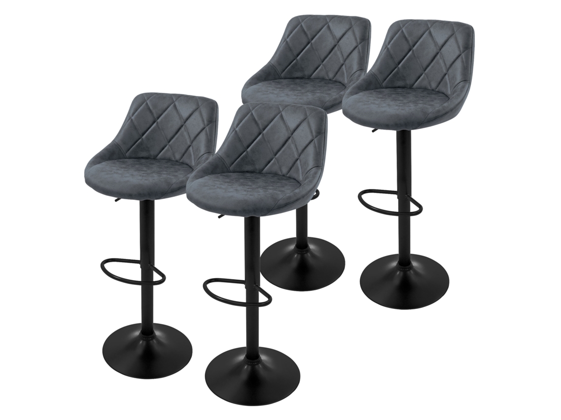 4X Bancos de Bar Antracite Cadeiras com Assentos Ajustáveis Ao Encosto 62-82 Cm ML-DESIGN